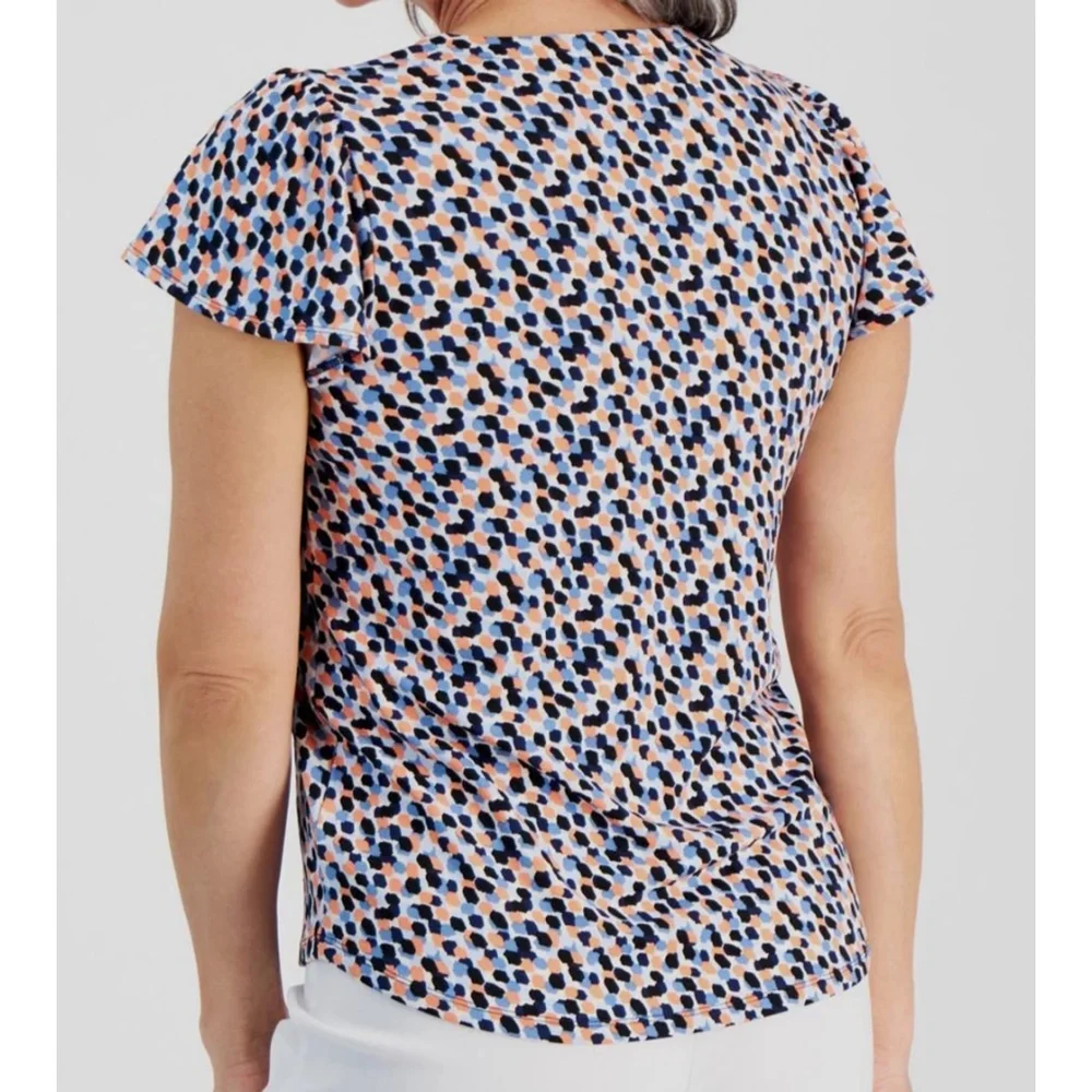 Jones New York Women's Extra Small Petite Printed Flutter-Sleeve Top NWT - Picture 2 of 6